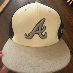 New Era Cream and Black Baseball Cap 7 1/8